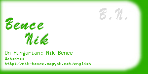 bence nik business card